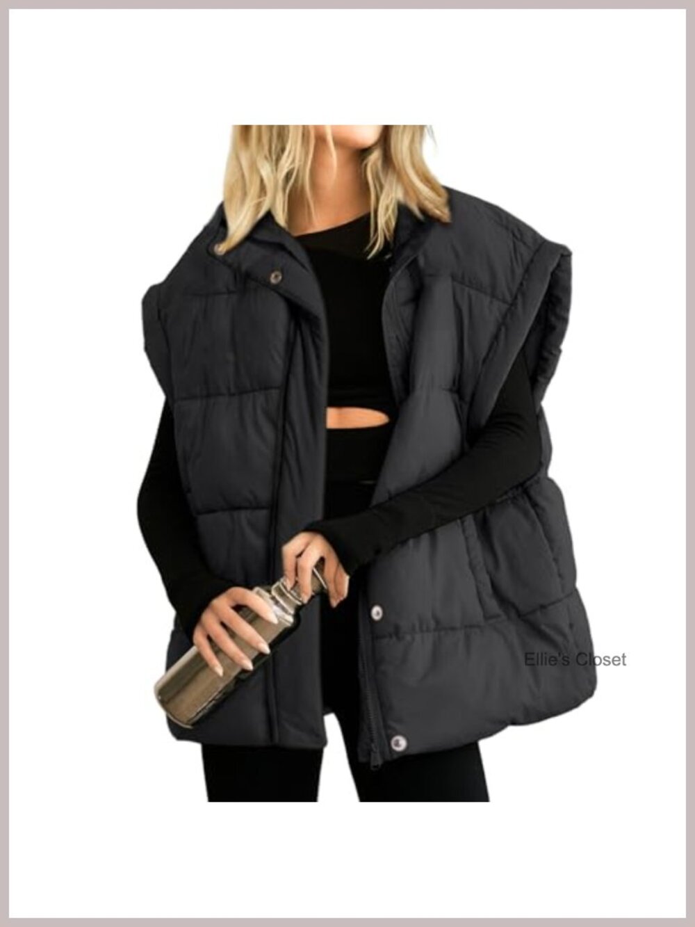 Women's Puffer Vest Stand Collar Zipper Sleeveless Lightweight Winter Padded
